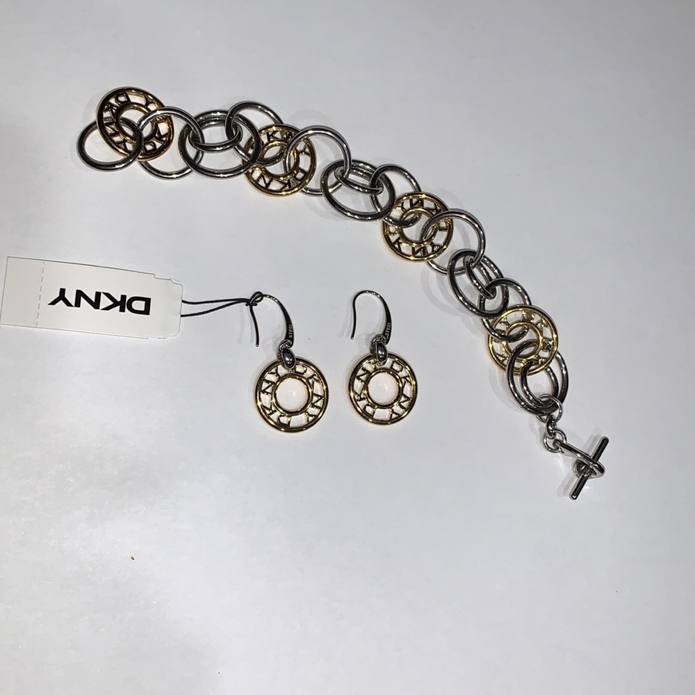 DKNY Bi-color bracelet and earrings set
